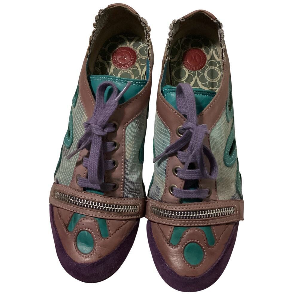 Morenatom‎ - Loran - Purple Leather WEDGE Healed Sneakers women’s sz 8M